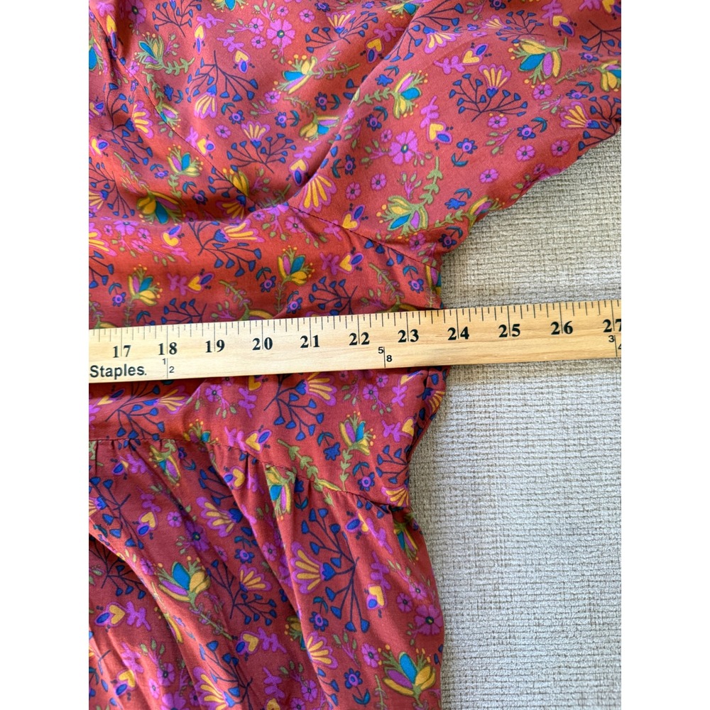 Natural Life Womens Rust Red Floral Tiered Maxi Dress Long Sleeve Boho Size XXL - Picture 9 of 12